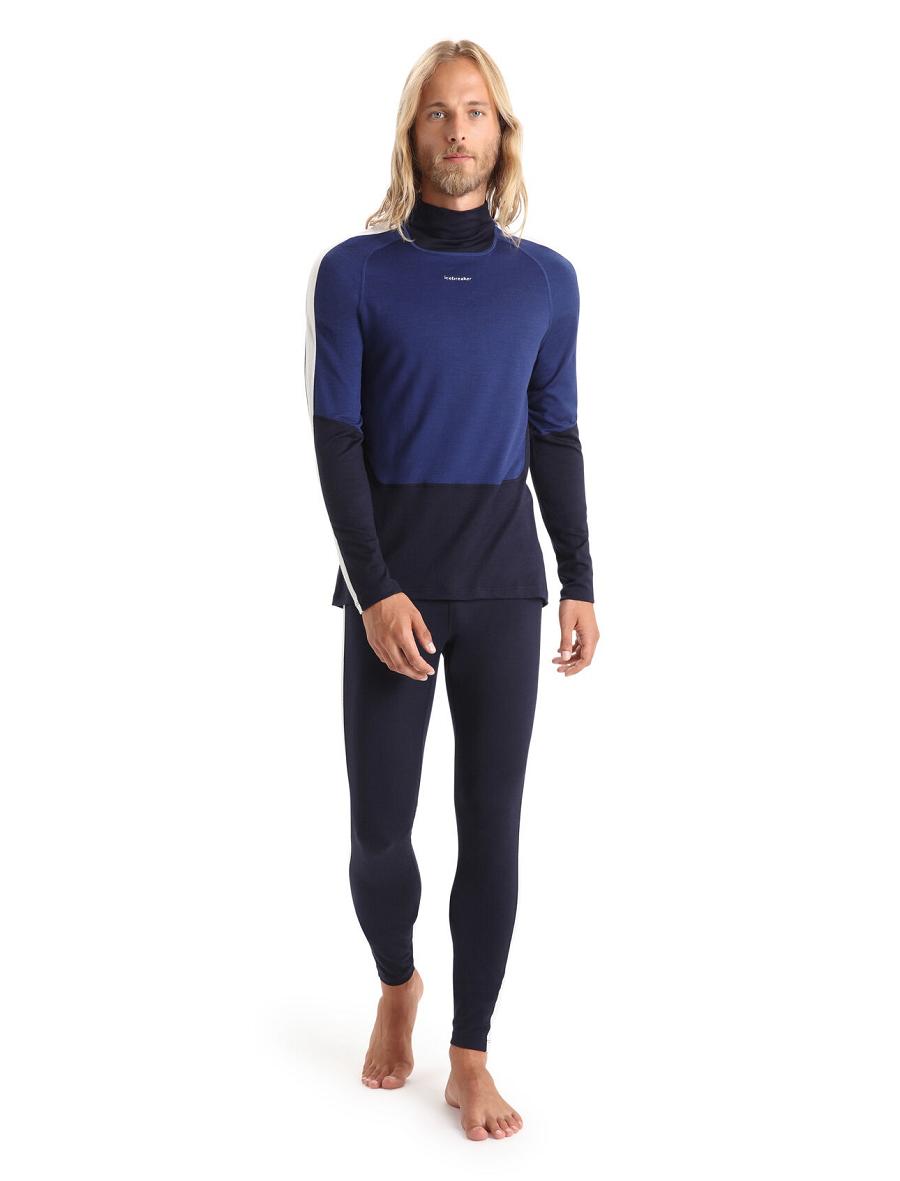 Base Layers Icebreaker Merino 200 Sonebula Thermal Leggings Męskie Granatowe Białe | PL 1582ZUTG